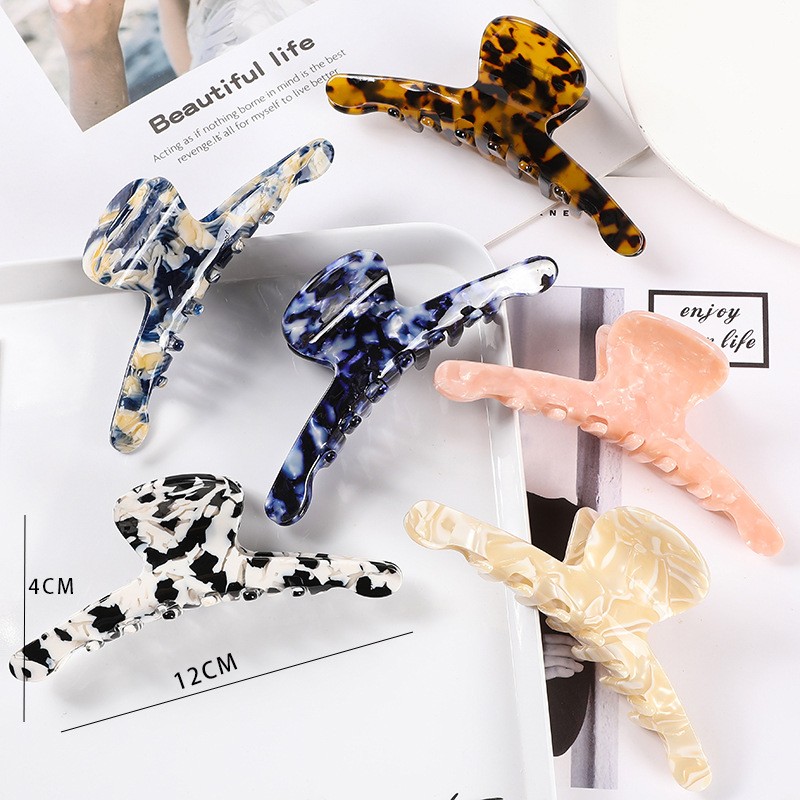 Acessórios para o cabelo feminino tamanho grande moda acetato garras de cabelo colorido rabo de cavalo grampos de garra acética para meninas