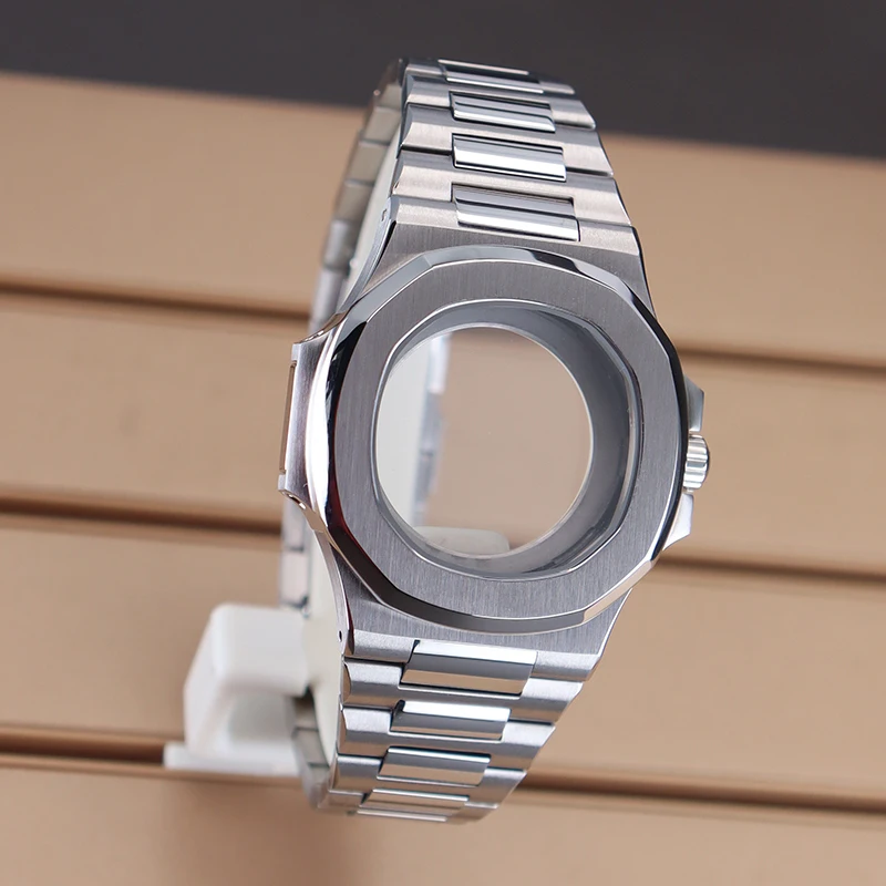 Boîtier de montre de luxe pour hommes, 42mm, bracelets de montre, pièces pour Nautilus modifié NH34 NH35 NH36/38, cadran de mouvement, verre saphir