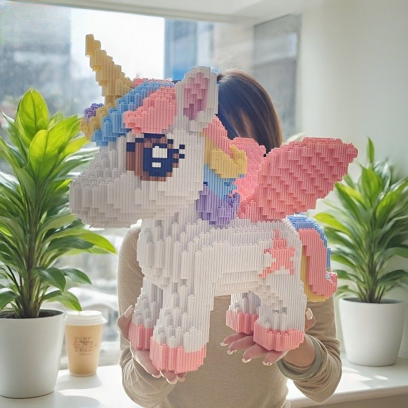 2026 Jaar van het Paard Eenhoorn Bouwstenen Schattige Pegasus 3D Puzzle Educatief Speelgoed Cadeau voor Kinderen