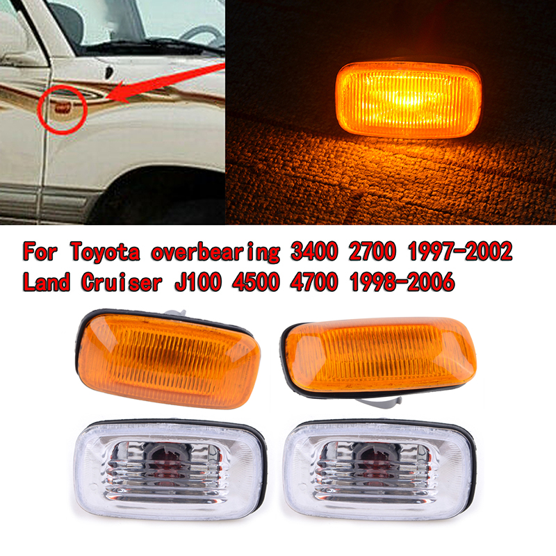 Gruppo Luci di Segnalazione Laterali Anteriori per Paraurti Auto, Compatibile con Toyota Land Cruiser Serie 70 80 100, Hilux Surf, Lexus ES300