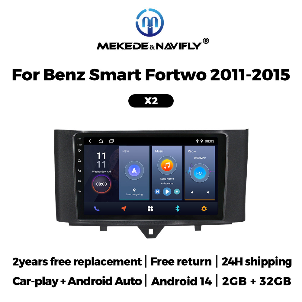 MEKEDE 24h envío pantalla táctil IPS para Mercedes Benz Smart Fortwo 451 2010-2015 Android 14 sistema inteligente Carplay Radio de coche