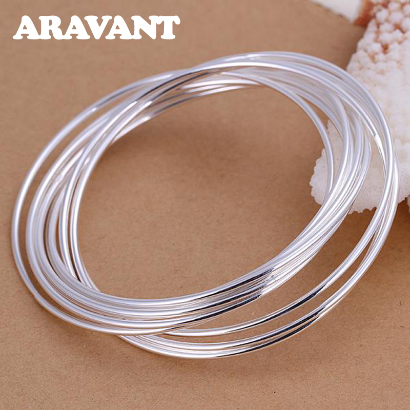 Aravant 925 zilveren 10-cirkel drievoudige ringarmband voor heren dames mode-sieraden