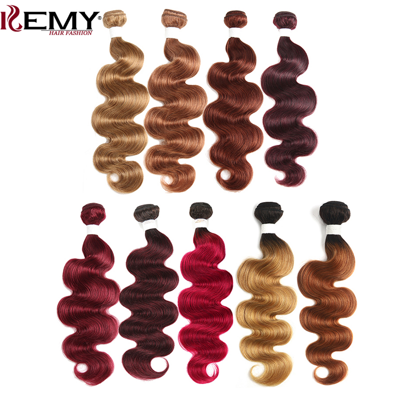 Blond Bruin Rode Kleur Menselijk Haar Bundels 1/3 Pcs Braziliaanse Body Wave Human Hair Extension 8-26 Inch Remy haar Weave Bundels Kemy