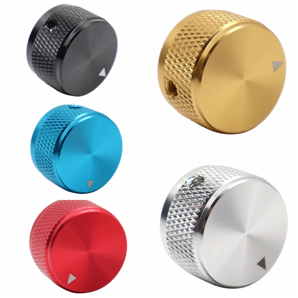 Perillas de Metal de aluminio para guitarra, perillas de olla de Metal de 6mm con indicador y tornillo de fijación para equipos de guitarra/bajo/audio, 1 ud./2 unidades