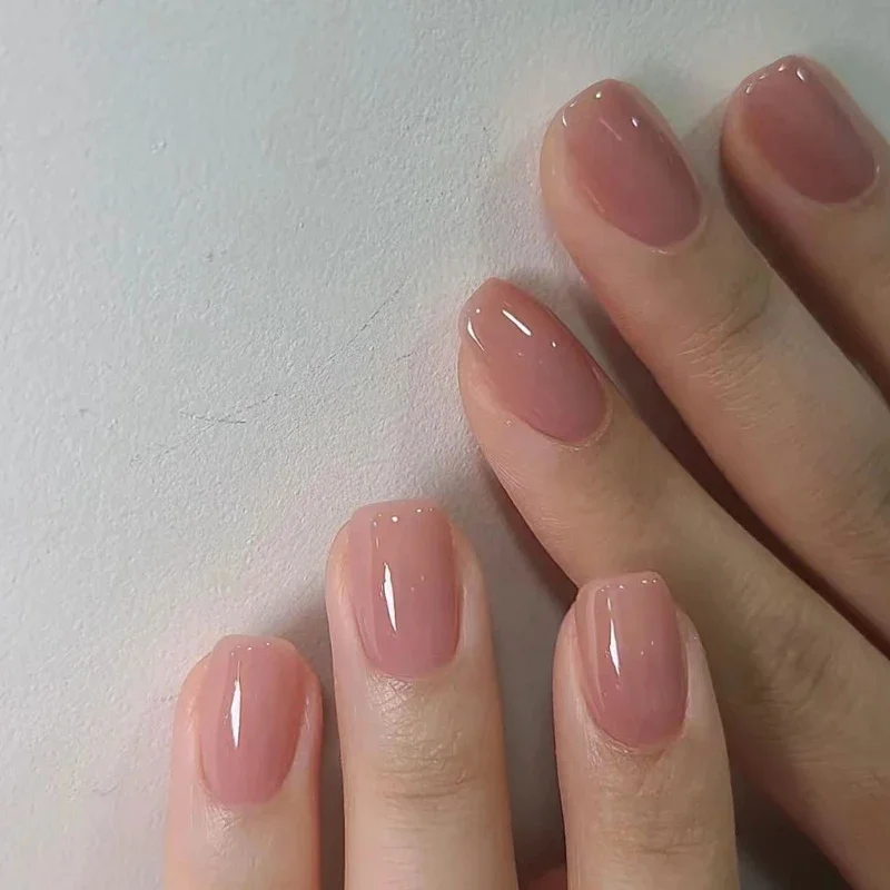24 pièces ballerine faux ongles avec colle gelée outil de beauté des ongles courts presse sur faux ongles couverture complète ongles artificiels conseils manucure