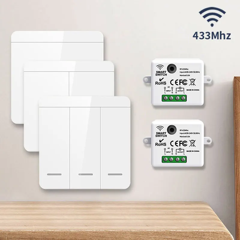86 Bezprzewodowy Inteligentny Panel Ścienny RF 433Mhz z Pilotem 1/2/3-gangowy Mini Przekaźnik Odbiornik Domowy Włącznik Światła LED Lampy
