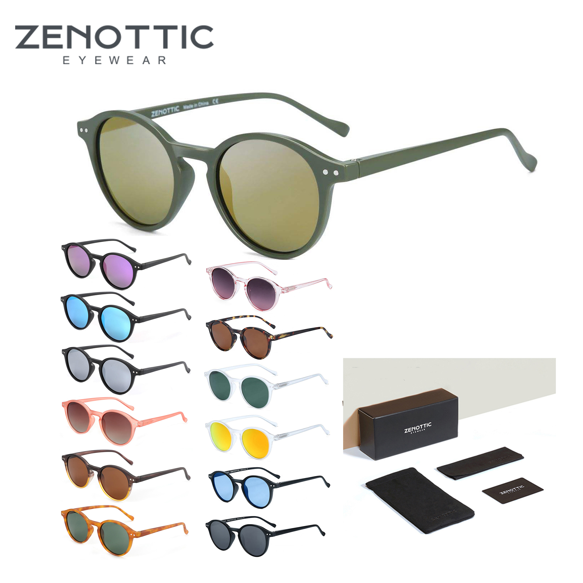 Zenottic retro polarizado óculos de sol 2023 2024 das mulheres dos homens do vintage pequeno quadro redondo óculos de sol lente polarizada uv400 sombra