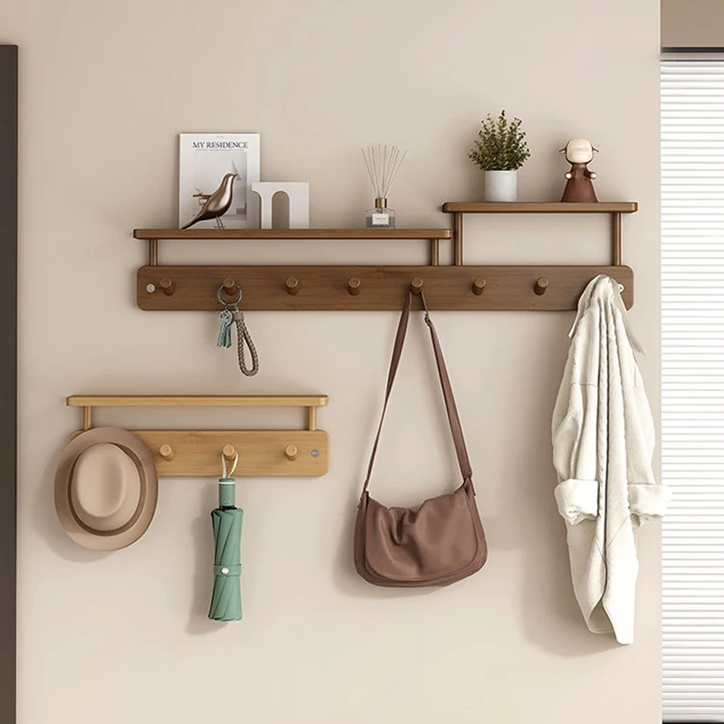 Wall Mounted Coat Racks Entrance Hall Clothes Storage Rack Stand Interior Hallway Clothing Organizer Hanger with Storage Shelf