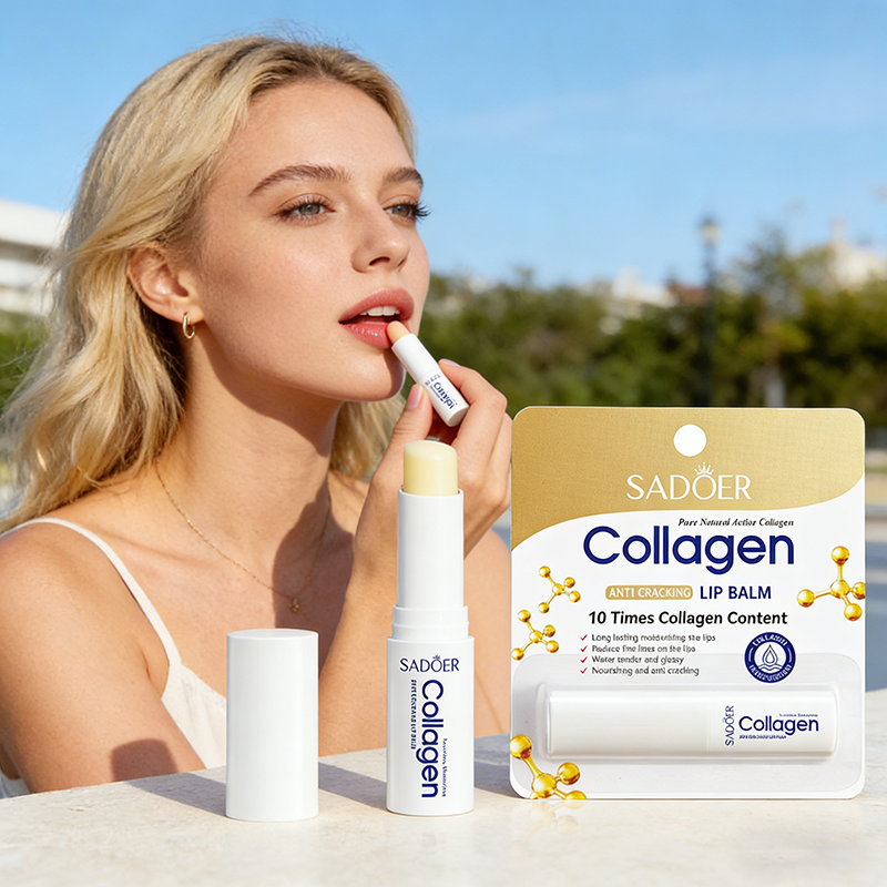 SADOER Collagen Lip Balm Moisturizing Anti Cracking Brightening  Repair Nourishing Hydrating Lipstick Lips Skin Care Products