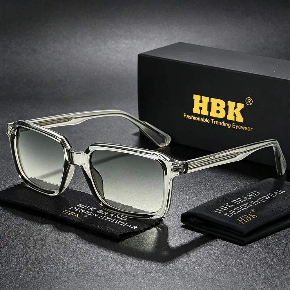 Occhiali da Sole Vintage HBK per Uomo, Montatura Quadrata, Occhiali da Sole alla Moda di Alta Qualità per Donna, per Viaggi, Affari, Festival, Regalo