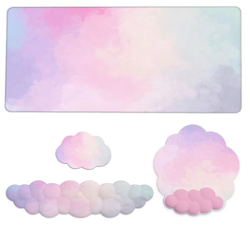 Cloud-Tastatur-Handgelenkauflage, Mauspad, Handgelenkstütze, Tastatur-Set mit ergonomischer, rutschfester Memory-Schaum-Basis für Home-Office-Laptop