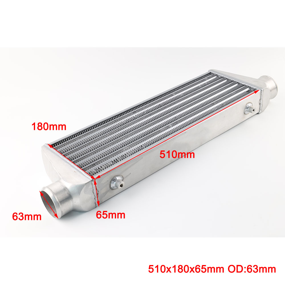 Intercooler per montaggio anteriore 510x180x65mm barra Intercooler Turbo universale e piastra OD = 63mm