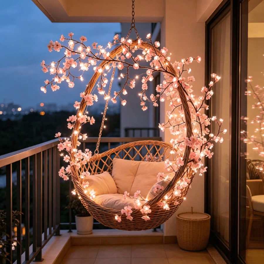 Luzes de corda LED rosa em formato de flor de cerejeira (pilhas não incluídas), alimentadas por bateria, luz portátil para pendurar.