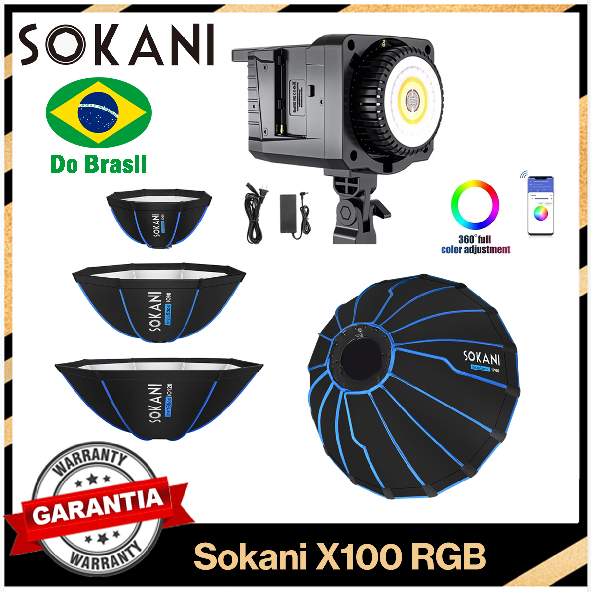 【DO Brasil】Sokani X100 RGB LED Video Light Softbox Kit 100W APP Control Bowens Mount for Photography Video Outdoor Shooting