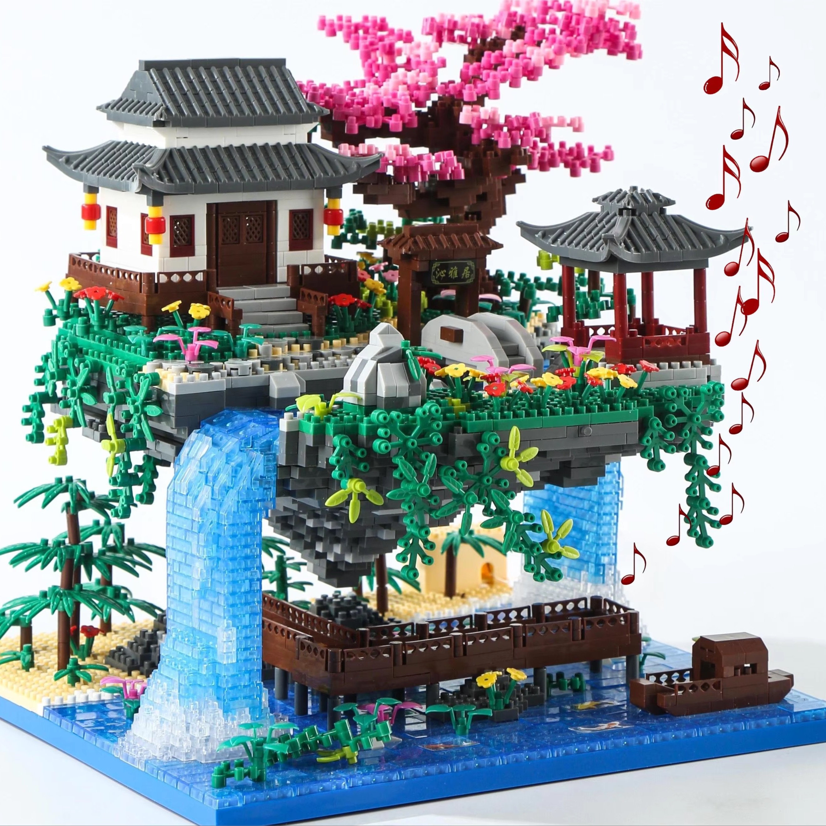 Yushinv Cherry Blossom Tree Building Set,เพลงต้นฉบับประเภท: Symphony,ญี่ปุ่นSakura Tree Houseไฟอาคารชุด 3320 ชิ้น。