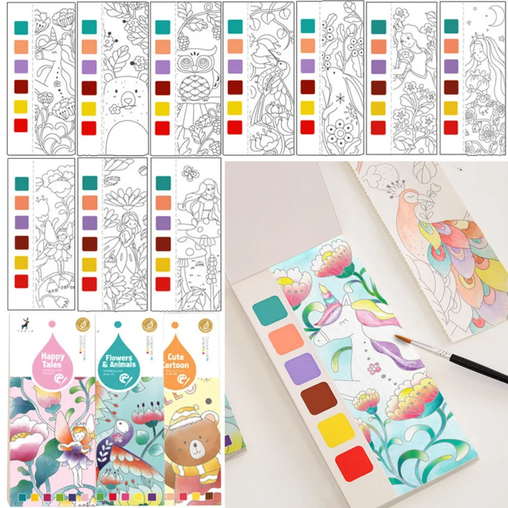 20 folhas portáteis crianças pintura em aquarela livro pintura com água crianças guache graffiti imagem colorir desenho brinquedos presentes
