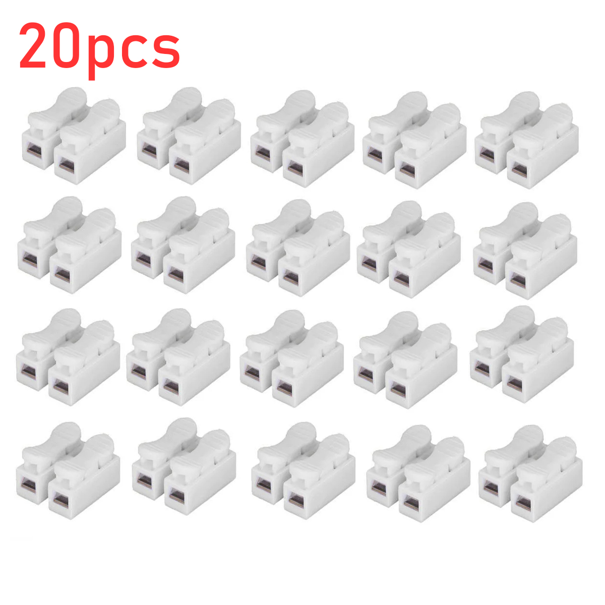 20Pcs CH2 Spring Quick Wire Connector Cable Clamp 2p Electrical Crimp Erminal Block 2 Way Easy Fit For Led Strip