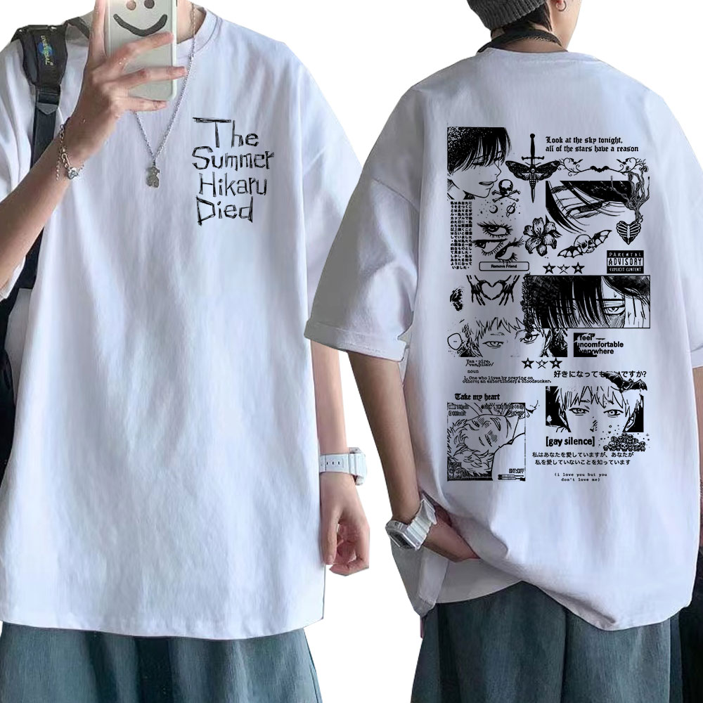 Anime De Zomer Hikaru Died Hikaru Yoshiki Manga Korte Mouw T-shirts Mannen Vrouwen Mode Katoen Casual Oversized T-shirt Paar