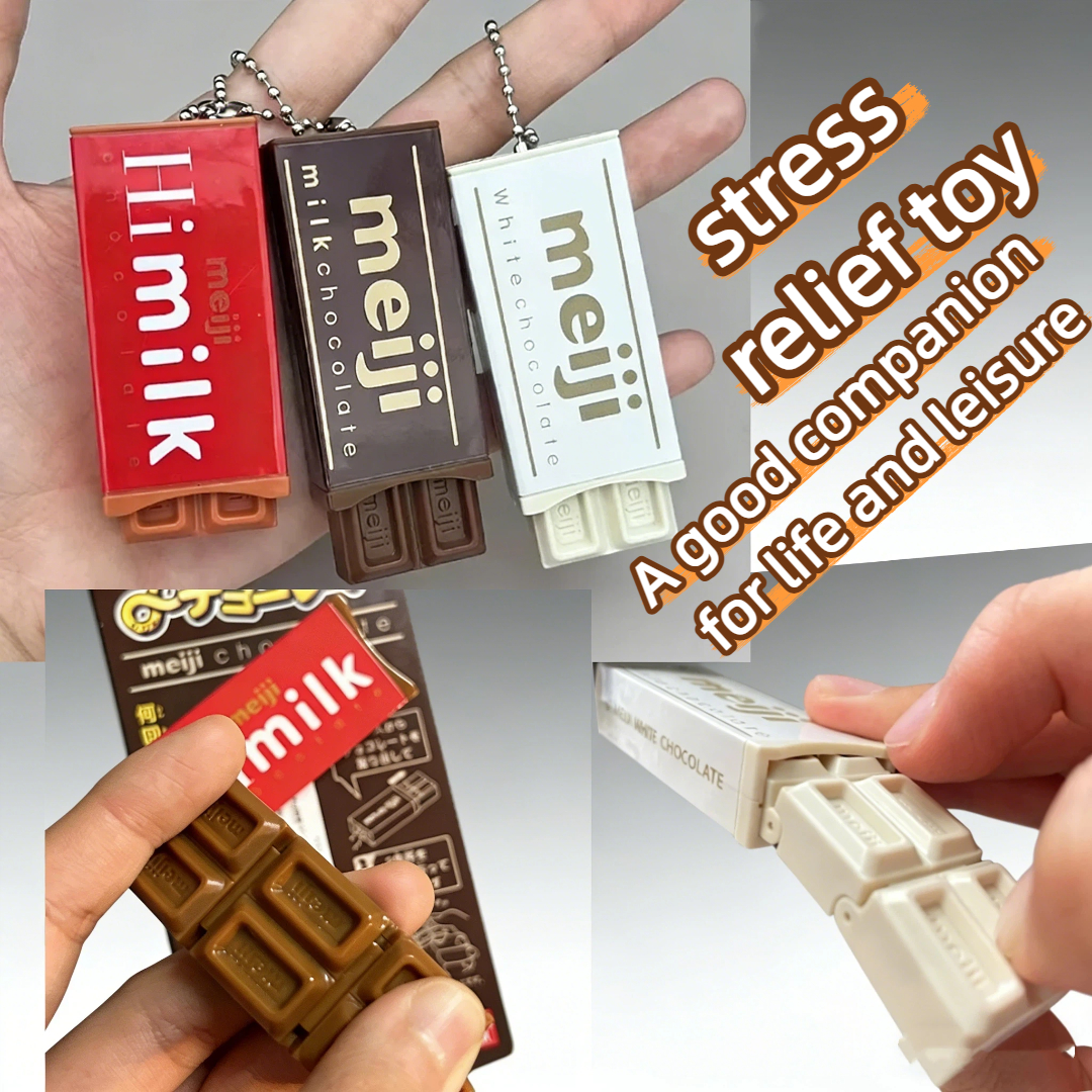 Bandai Hot Japanese Style Simulated Meiji Chocolate Fidget Toy Stress Relief Keychain Bendable Snap Pendant Creative Gifts toys