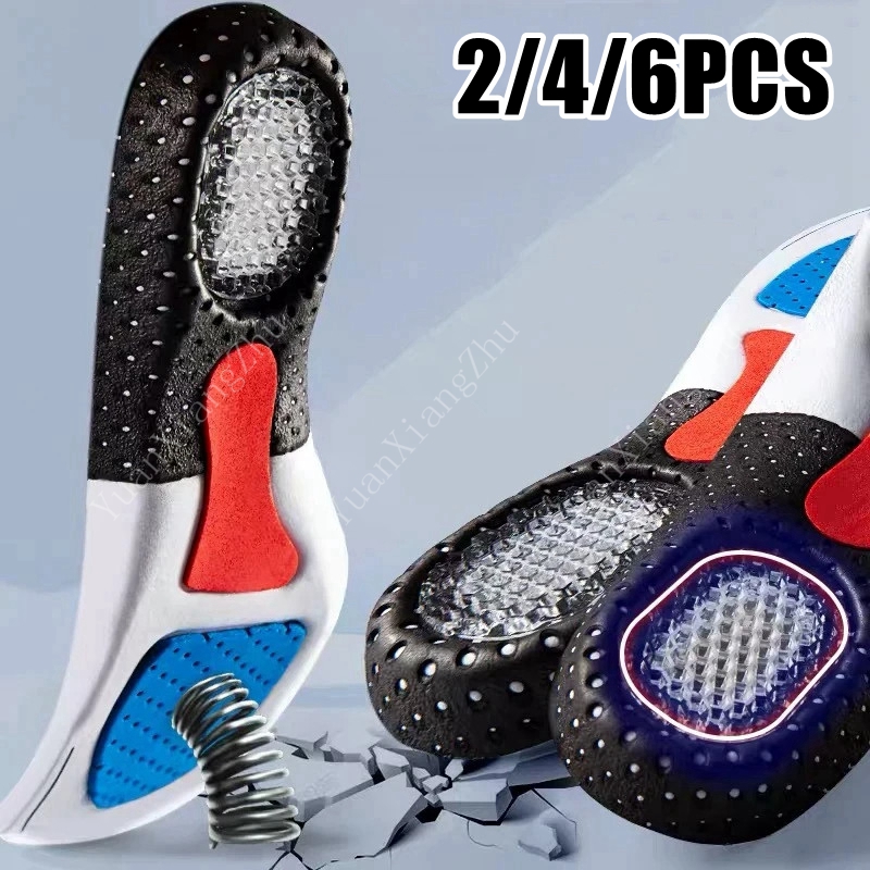 2/4/6 pçs sapatos palmilhas para pés arco apoio fasciite plantar palmilha ortopédica homem silicone absorção de choque almofadas de sapato antiderrapantes