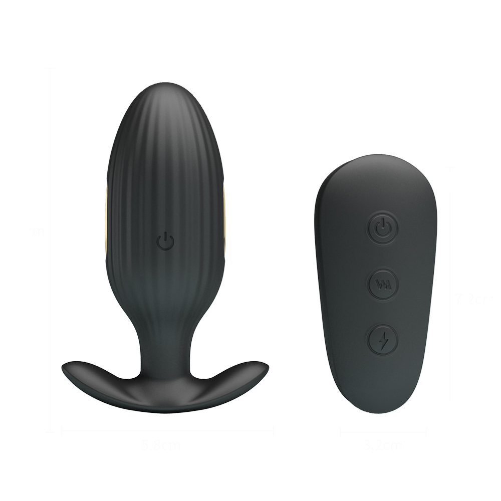 รีโมทคอนโทรลไร้สายElectro Shock Anal Plug Dildo Butt Plugที่มีประสิทธิภาพกระตุ้นG-Spot ProstateนวดVibratorของเล่น