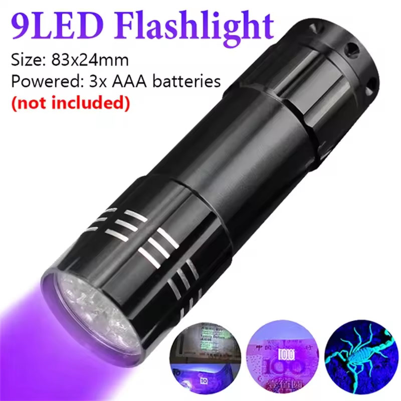 1/5/10 個ミニ UV 懐中電灯 9 LED UV ブラックライト 50LM 395nm 検出ライト屋外ポータブル照明ツールハイキング用