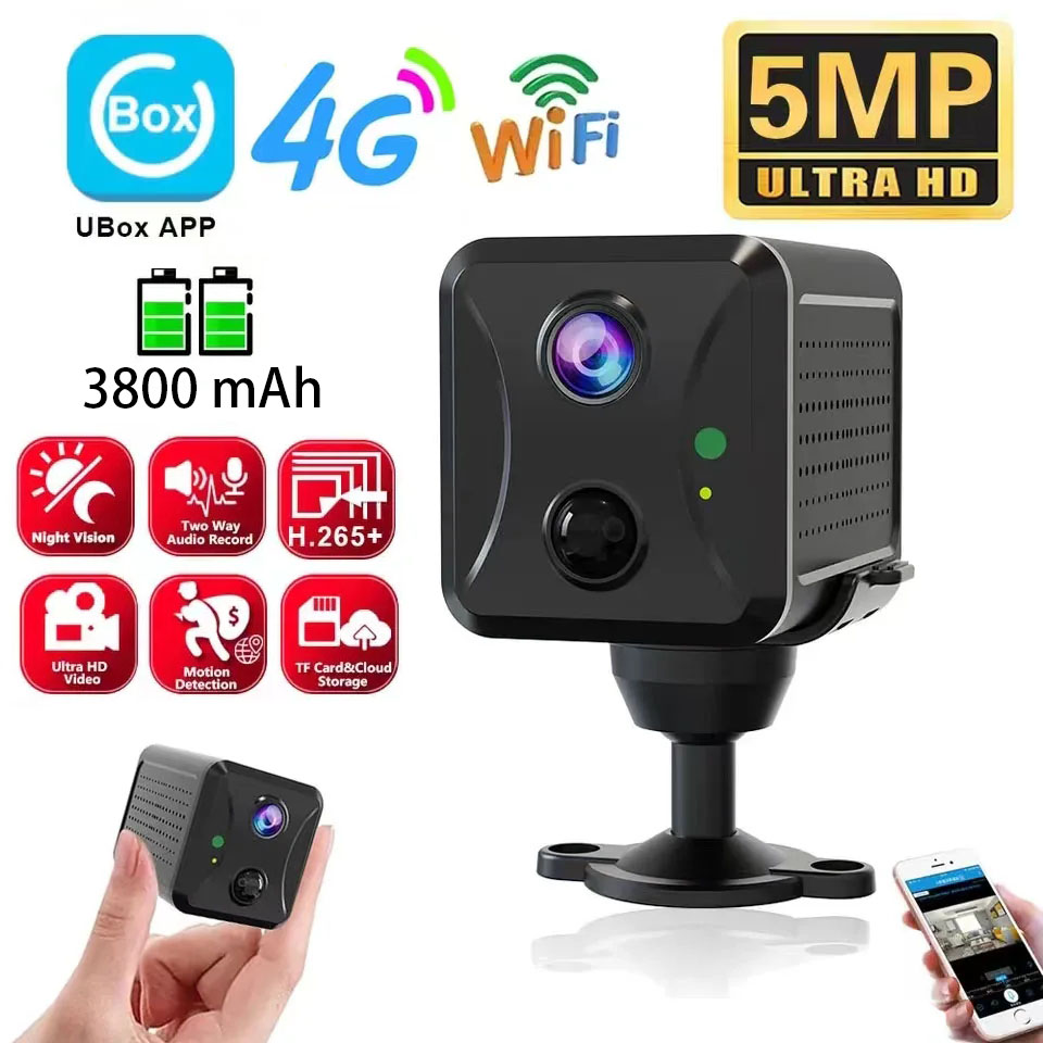 Ubox Mini 4G Kamera bezpieczeństwa Karta SIM lub Wifi Kamera monitorująca Ultra HD 3800 mAh Bateria Niski pobór mocy Domofon głosowy Kamera CCTV