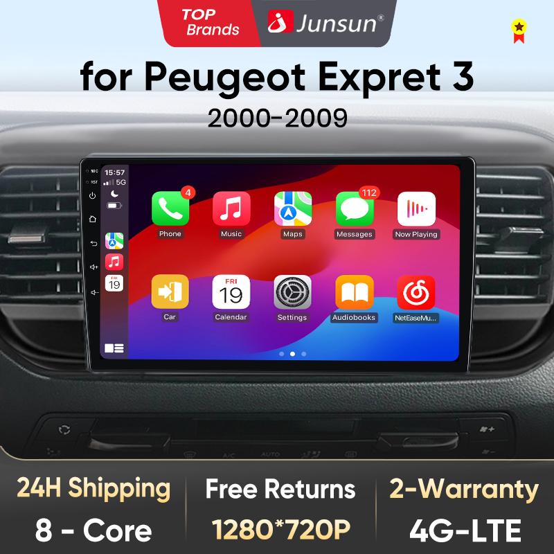 Junsun V1 Pro dla Peugeot Expert 3 Citroen Jumpy 3 SpaceTourer 2016 - 2021 Radio samochodowe CarPlay Android Auto GPS No 2 din 2din DVD