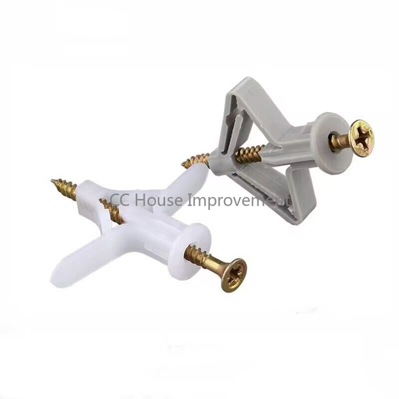 10 Sätze/Packung Kunststoff Flugzeug Expansion Rohr Vorhang Gipskarton Hohlwand Expansion Schraube 3,5*50 + Anker 8*50 Stecker Up Alterung