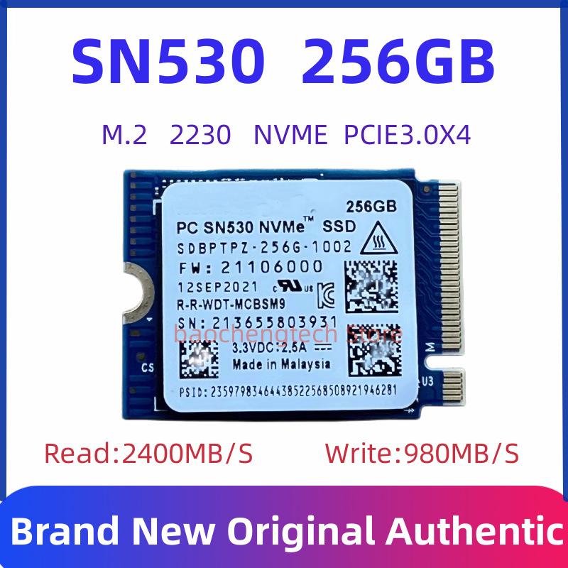 Nuevo SN530 256G M.2 2230 WD SN530 SSD 256GB NVMe PCIe Gen3 x4 para Microsoft Surface Pro 7 + 8 Steam Deck Original