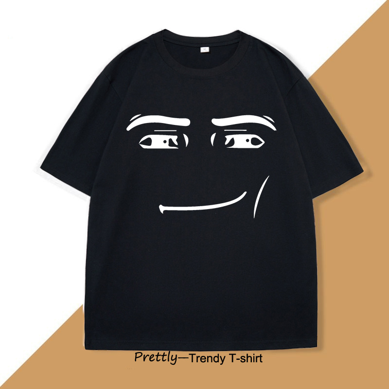 Roblox Gezicht Meme T-shirt Mannen Vrouwen Causale Katoenen Korte Mouw T-shirt Losse Korte Mouw Tops Harajuku Y2k Oversized Tops Tee