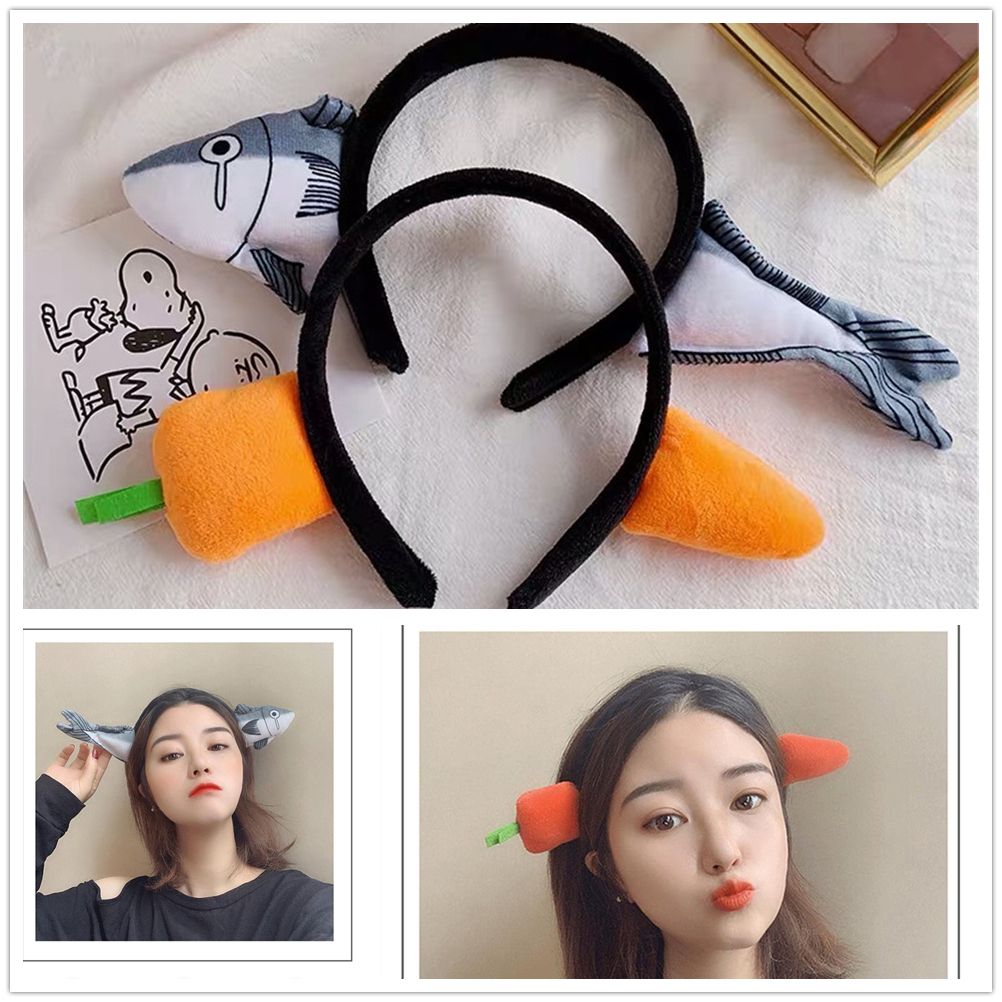 Serre-tête en forme de carotte ou de requin, accessoire pour cheveux, idéal pour se laver le visage, idée cadeau, nouveauté