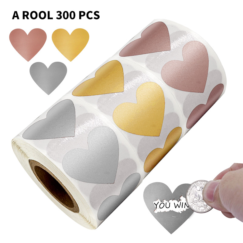 50-300 sztuk 3 kolory naklejki do zdrapywania naklejki w kształcie serca naklejki DIY ręcznie robione do gry naklejki do zdrapywania etykiety papeterii