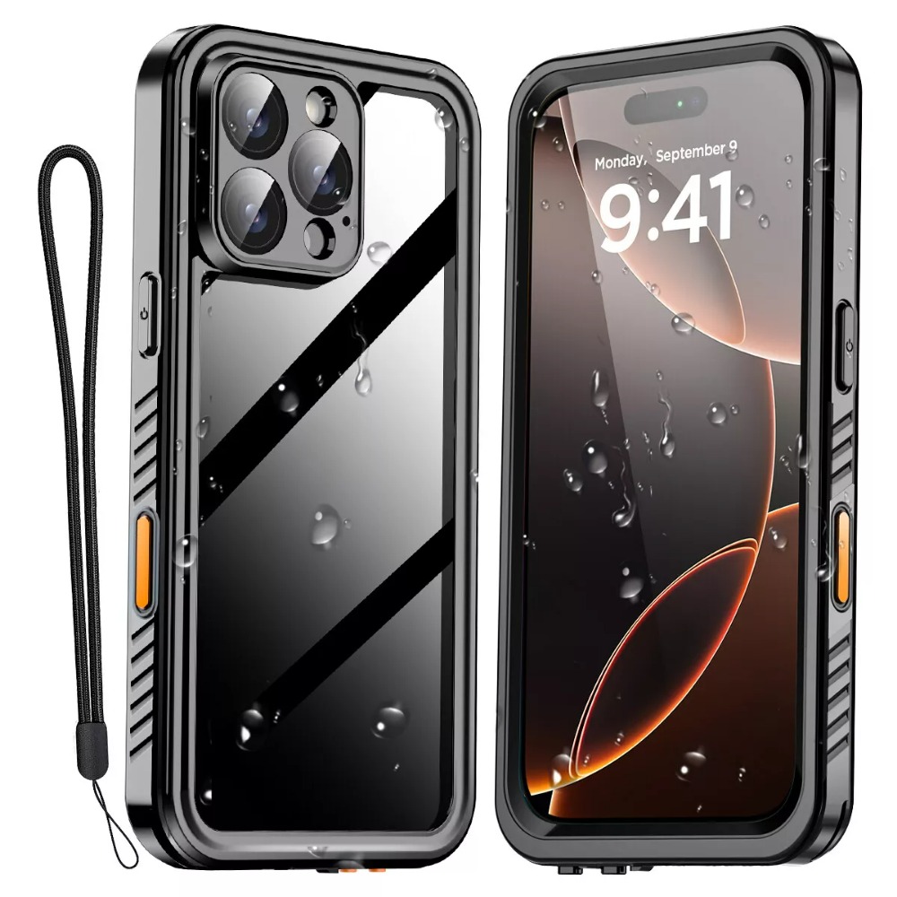 Custodia impermeabile IP68 per iPhone 16e 16 15 14 13 12 11 Pro Max XR XS Plus Copertura subacquea di lusso per telefono da nuoto in alluminio metallico