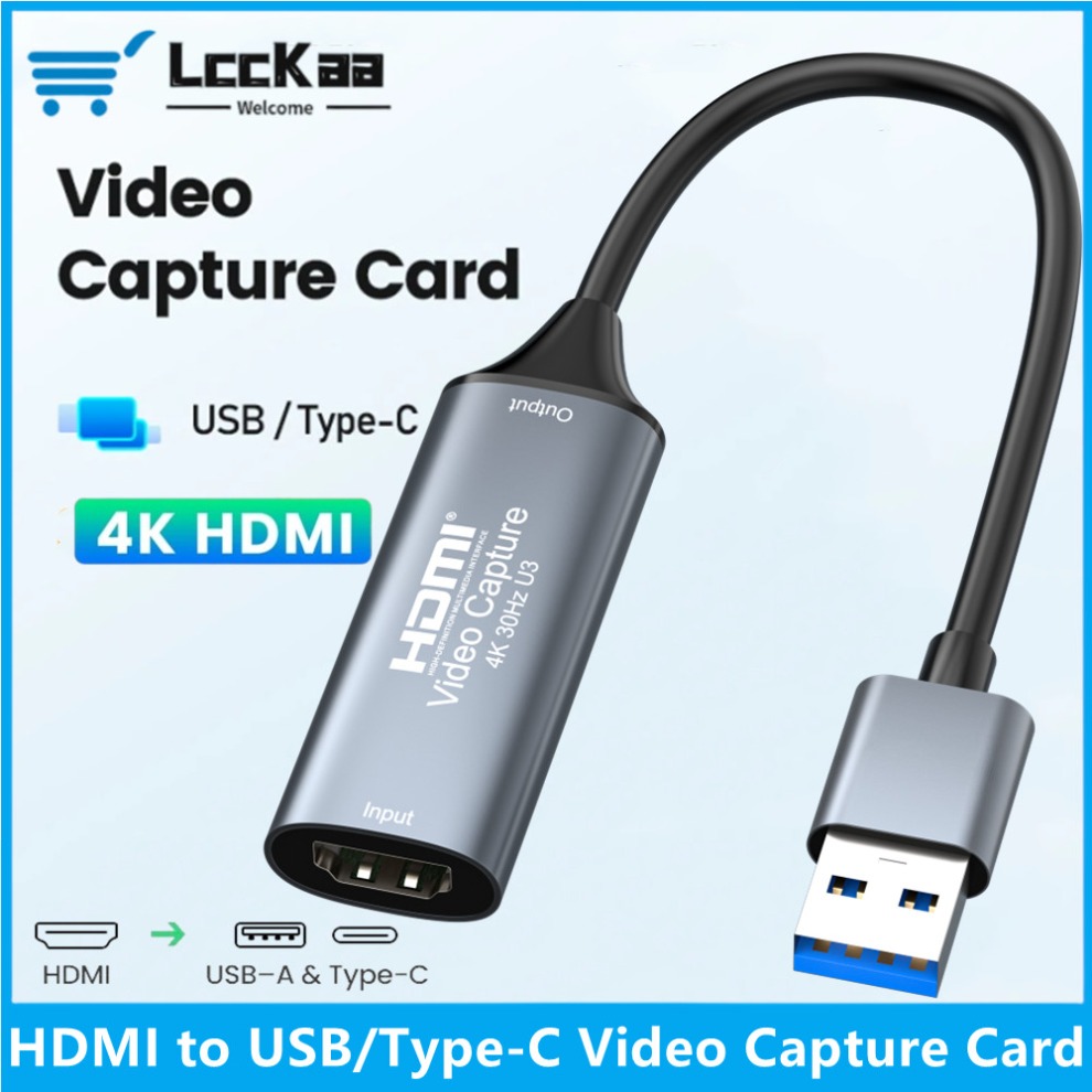 Kartu penangkap Video 4K USB 3.0/tipe-c, penangkap perekam Video kompatibel HDMI untuk Game PS4 DVD kamera perekam Streaming langsung