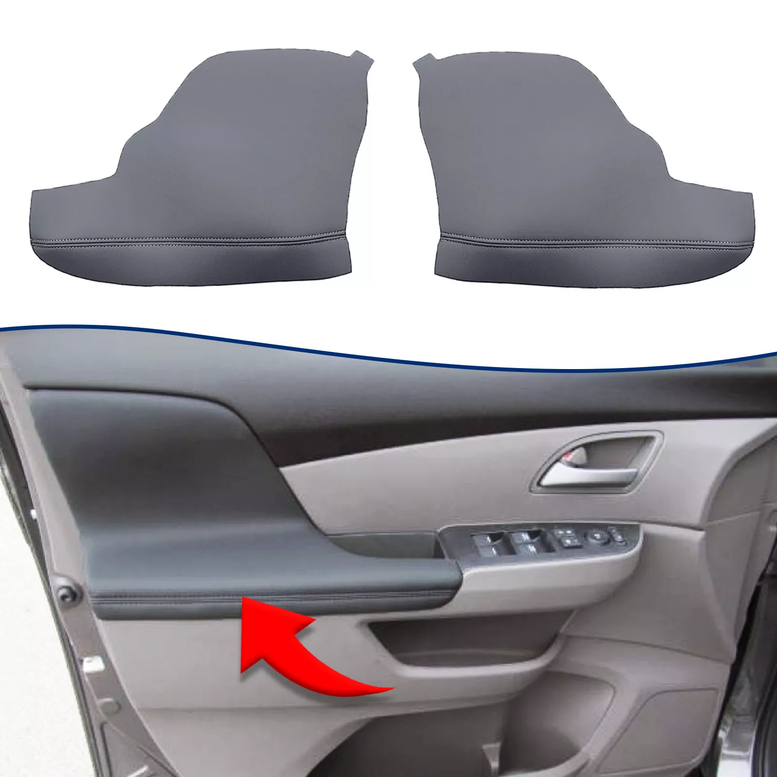 1 pasang untuk Honda 2011-2016 2017 Odyssey panel pintu sandaran tangan penutup vinil Trim abu-abu