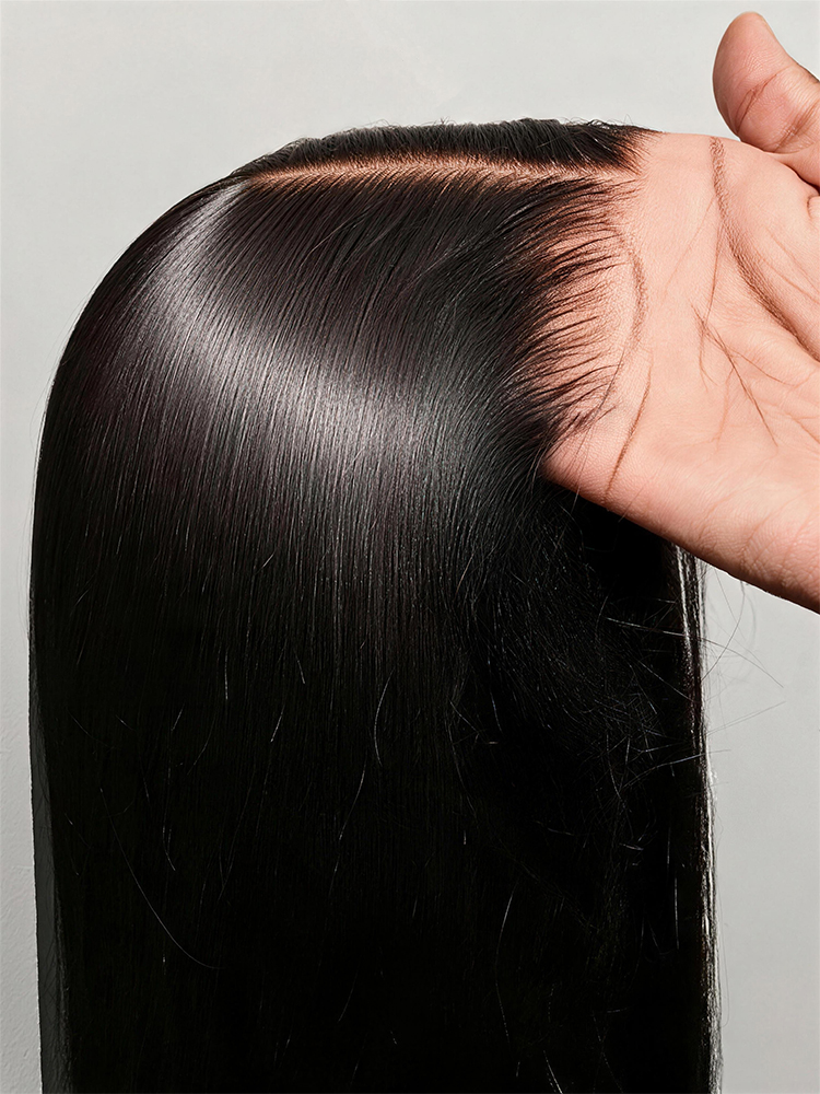 Peluca sin pegamento 7x5 para mujeres negras, peluca frontal de encaje HD 13x6, cabello humano 100% liso, densidad 250%, lista para usar, pre-arrancada, se envía desde el almacén de Francia.