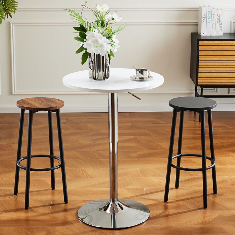 Taburete de Bar de cuatro patas, silla de mostrador de madera maciza para tienda de teléfonos o Pub, asiento redondo, taburete de recepción, silla de comedor moderna de alta altura