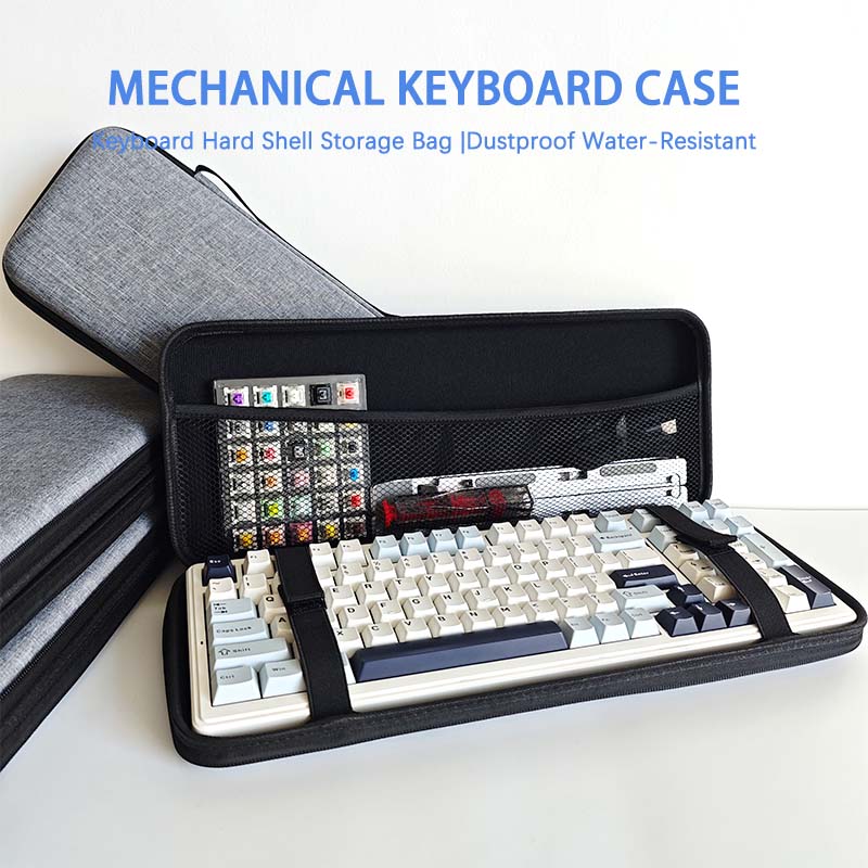 Tas Penyimpanan Casing Keyboard Mekanis Tahan Air Tahan Debu-Cangkang Keras EVA Cocok untuk 61/68/75%/TKL/98%/Keyboard Ukuran Penuh