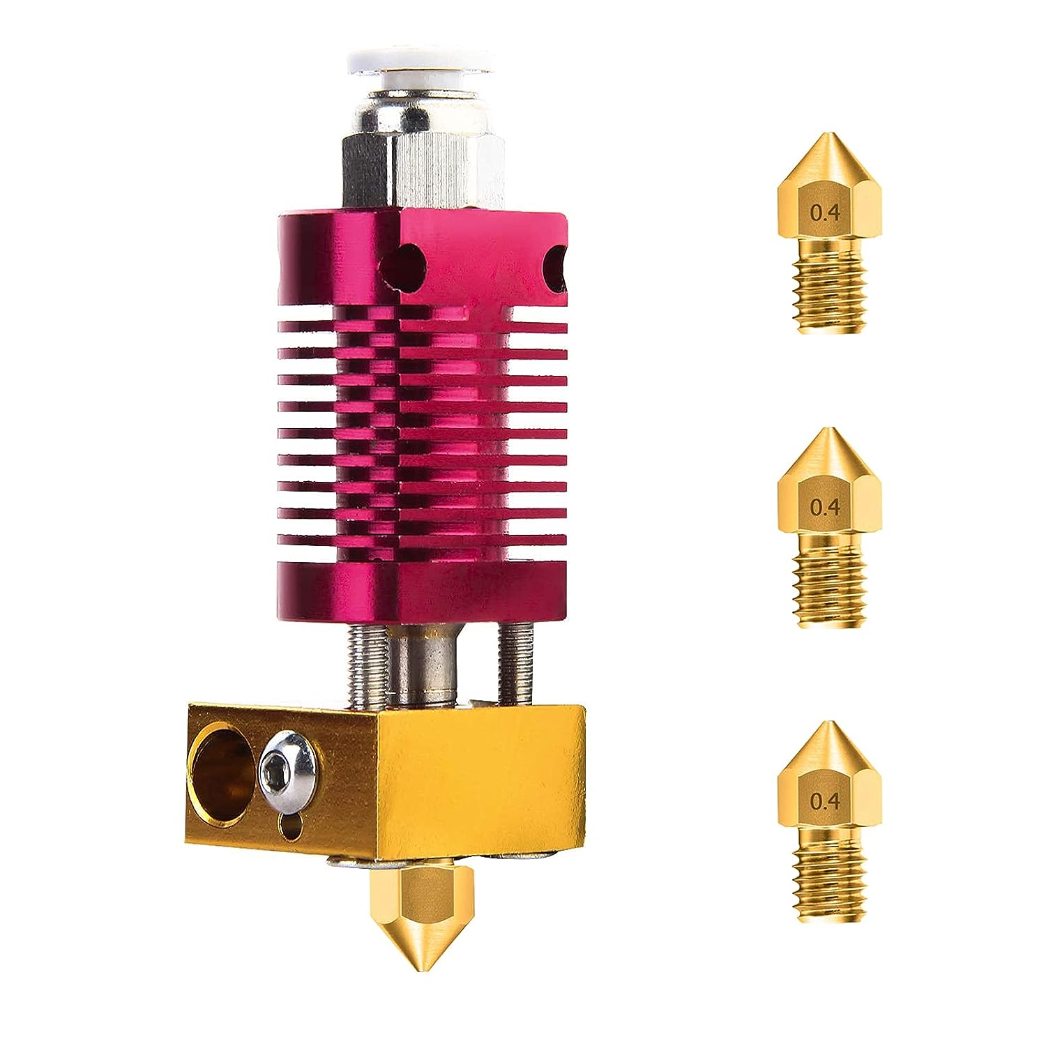 3sets 3D Printer Extruder Hotend +3 PCS 0.4MM MK8 Nozzles Suitable for CR-10, CR10, CR10S, Ender 3, Ender 3 Pro, Ender 5