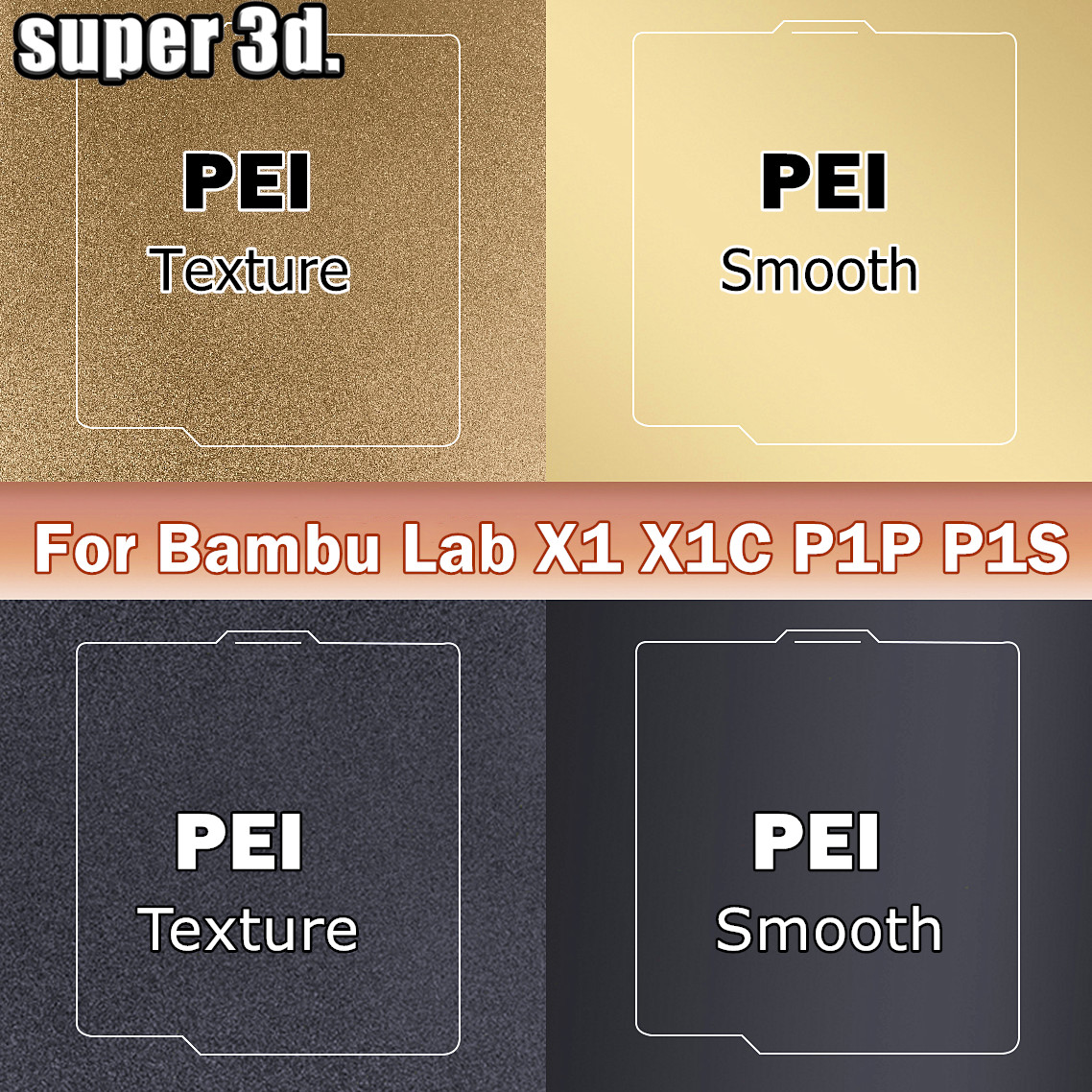Placa de construcción Bambulab 257x257 hoja de acero con resorte Peo H1H hoja Pey A1 X1C P1S placa de construcción bambu pei impresora 3d placa de laboratorio de bambú