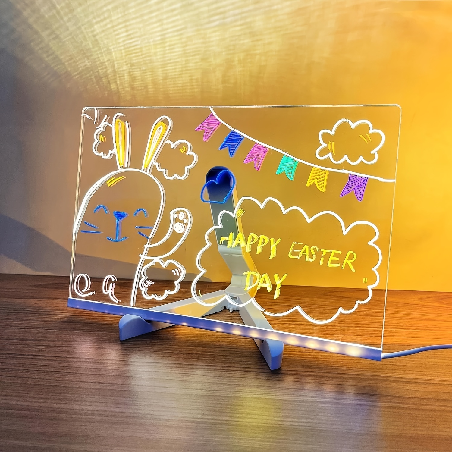 Transparante lichtgevende LED-nachtverlichting DIY USB lichtgevend acryl nachtlampje uitwisbaar schrijf message board kalender desktop ornament
