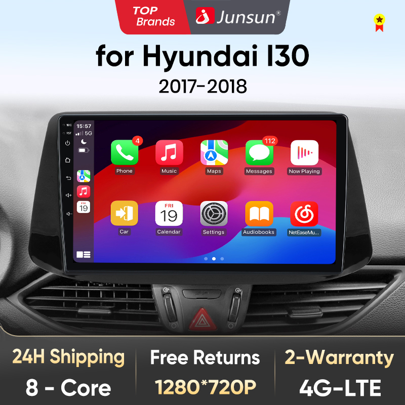 Junsun V1pro Android авто радио для Hyundai i30 2017-2018 беспроводной Carplay 4G автомобильный мультимедийный GPS 2din авторадио WIFI RDS Navi BT