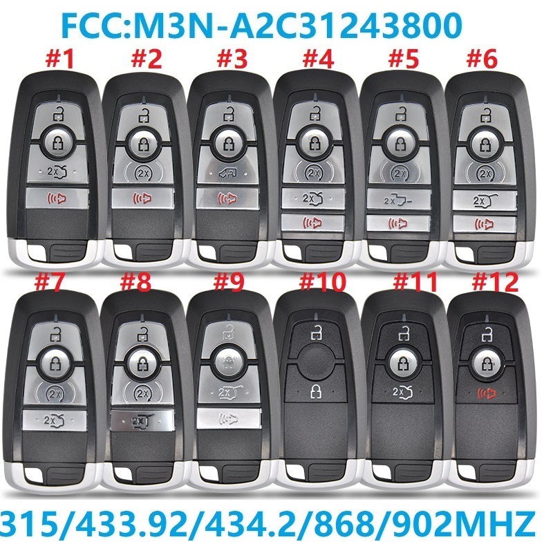 CN 018109   Voor Ford Mondeo Fusion Mustang Cobra Raptor Lincoln FCC:M3N-A2C 31243800   315/434/868/902MHZ Sleutel Smart Keyless Go