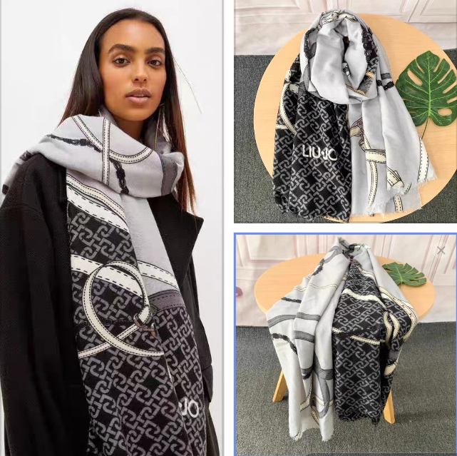 Foreign trade original single Italian new print light luxury wool plus long shawl scarf
