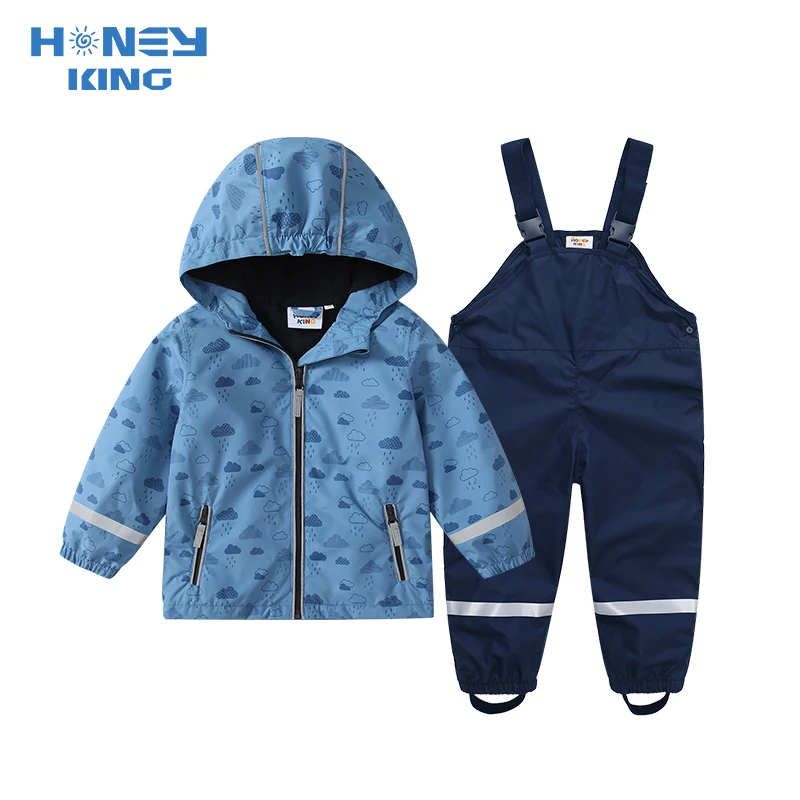 HONEYKING Traje impermeable para niños con chaqueta y pantalones Conjunto de ropa transpirable para niños