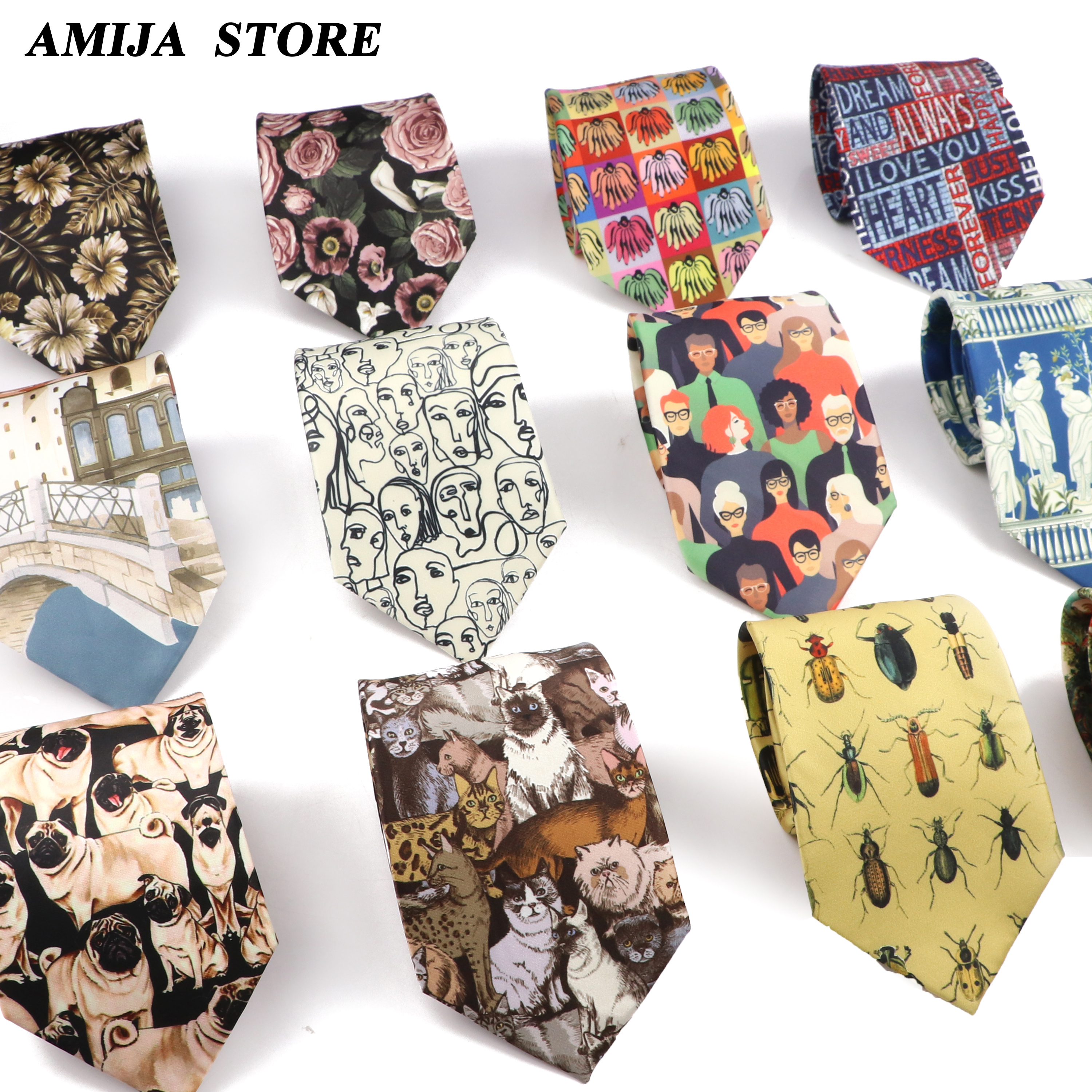 Gravatas de imitação de seda vintage moda masculina 8cm graffiti pintura floral gravata para homens casamento negócios impressão macia gravata qua gi