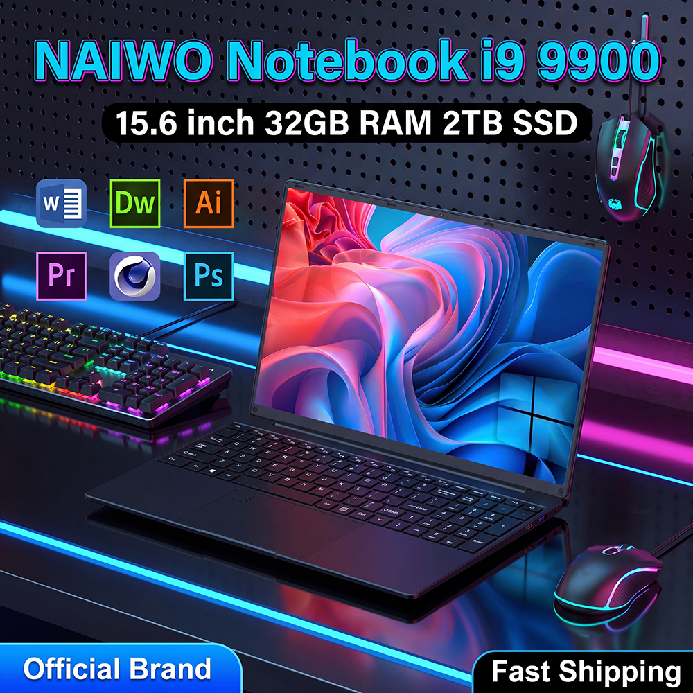 NAIWO NEW 15.6インチ ノートパソコン 32GB 2TB Windows 11 Intel Core i9 9900 ゲーミングコンピューターPC 1920*1080 HD ゲーマー向け オフィス用 ウルトラスリム ノートブック