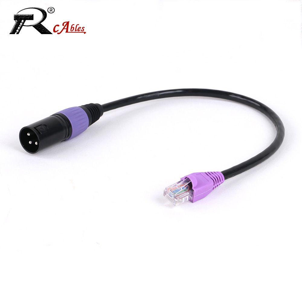 สายเคเบิลอีเทอร์เน็ต RJ45เป็น XLR 3Pin XLR ตัวผู้ไป RJ45ตัวผู้ UTP CAT5/6สายอะแดปเตอร์เชื่อมต่อเครือข่ายสำหรับเครื่องผสมเครื่องขยายเสียง