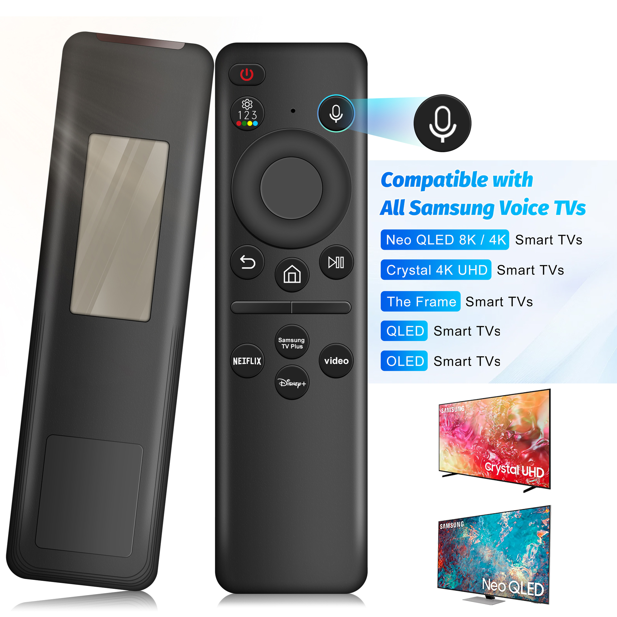 Sprachfernbedienung für Samsung Smart TV NEO QLED Ersatzfernbedienung für Samsung TV Wiederaufladbare Solarfernbedienung